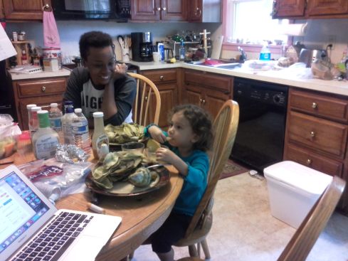 These two hit it off like peas in a pod! My shy-with-strangers kiddo couldn't resist the Super Shannon! And she loved artichokes. 